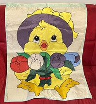 VTG Yellow Duck With Bonnet &amp; Flowers Outdoor Garden Flag 28x40 - £13.00 GBP