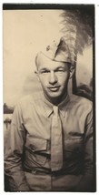 WW2 Small Photo of U.S. Army Recruit in garrison cap - Excel. 1.75 x 3.5 inch - £6.04 GBP