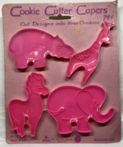 4 Vintage Animal Cookie Cutters Zoo Animals Pink By The Lone Toy Tree New - $7.50