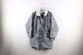 Vtg 90s Streetwear Womens L Fleece Lined Acid Wash Toggle Button Denim J... - $69.25