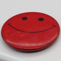 Vintage Smiley Face Pinback, Collectible Red Metal Pin marked Made in China, Hat - £20.11 GBP