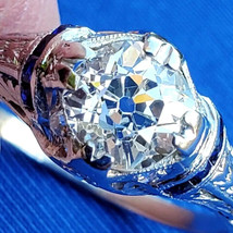 Earth mined Diamond Sapphire Deco Engagement Ring Platinum Filigree Solitaire 8 - $220,786.85 MXN