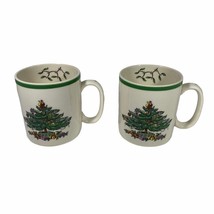 Spode Christmas Tree Pattern Set Lot of 2 Mugs Cups #S3324 Holiday Green... - £15.09 GBP