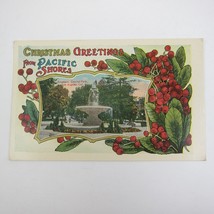 Postcard California Christmas Greeting Central Park Fountain L.A. Antique 1912 - £4.79 GBP