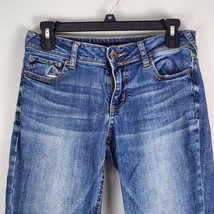 Maurices Womens Jeans 1/2 Short Boot Thick Stitch Blue Denim Wash Stretch - £10.11 GBP