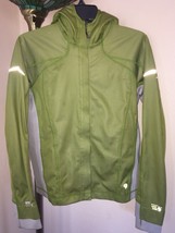 Women&#39;s Mountain Hardwear Green/Gray Softshell Windstopper Hooded Jacket Sz M - £38.93 GBP