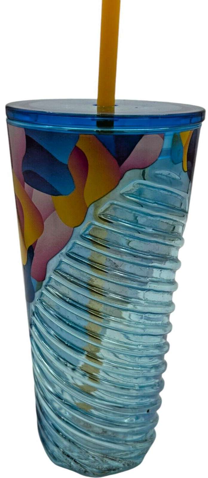 2024 Summer Starbucks Aqua Glass Swirl Gradient Petal  18ozTumbler w/Lid & Straw Item image 2