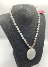 New Lola Rose Moonbeam Oval Pendant Gemstone Beaded Necklace 42cm - $52.26