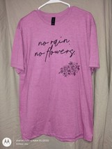 Handmade Screen print &quot;No Rain No Flowers&quot; Sz L Gildan Softestyle Pink - $14.03