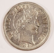 1913 10C Barber Dime About Hors-Circulation Au État, Excellent Oeil Appeal - $78.69
