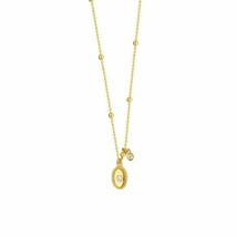 Authenticity Guarantee 
 14K Solid Yellow Gold Diamond Oval Disk Necklace 16&quot;... - £427.11 GBP