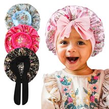 4Pcs Kids Satin Bonnets, Silk Hair Bonnet for Sleeping, Soft Wide Elasti... - £15.59 GBP