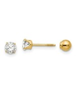 14k Madi K Polished Reversible Cubic Zirconia and 5mm Ball Earrings - $114.64