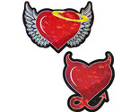Pastease Angel &amp; Devil Heart: Red Glitter Hearts with Wings, Halo, Horns... - £15.80 GBP