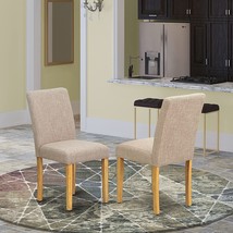 East West Furniture Parsons Chairs Set of 2 - Comfortable Light Fawn Linen - £119.51 GBP