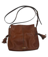 Fossil Cow Hide Leather Crossbody Brown Tassel Adjustable Strap Boho Cla... - $40.60 CAD
