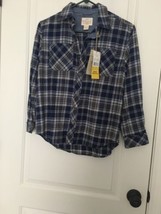 Weatherproof Boys Blue Plaid Flannel Long Sleeve Button Down Shirt Size Medium - £26.52 GBP
