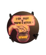 One Sip Poof You’re a Witch Wood Set of 4 Round Drink Coasters - $18.81