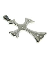 STAINLESS STEEL CROSS PENDANT Rhinestone Accents Metal Necklace Christia... - $35.98 MXN