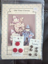 Vintage Doll Pattern Old Time Clowns Jenny Wren Ltd 1987 Doll &amp; Clothes Buttons - £9.07 GBP