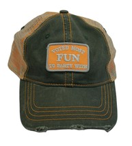 Cap Hat Distressed Mesh Voted Most Fun To Party With Green Orange - $19.99