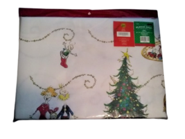 Sleigh Bell Bistro Dr Seuss Whoville Grinch Vinyl Tablecloth Rectangle 52”x70&quot; - £13.08 GBP