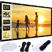 120 Inch White Projector Screen, Projection Screen16:9 Hd Hanging Movie ... - £32.65 GBP