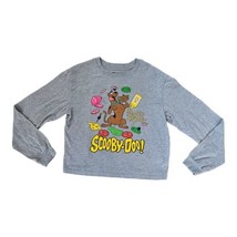 Scooby-Doo Shirt Women&#39;s Small Gray Snack Attack Crop Top Graphic Long S... - £11.58 GBP