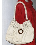 Adrienne Vittadini Leather Satchel Off White Purse Shoulder Bag - £27.40 GBP