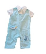 Vintage Baby Boy Noahs Ark Blue Embroidered Outfit Collared Sz 3-6 Months - £15.26 GBP