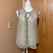 VTG Matilda Jane ladies small sleeveless button up top green with butter... - $22.50