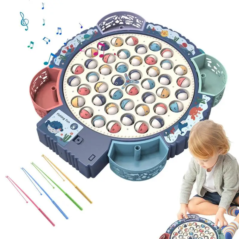 Magnetic Fishing Game Toy Rotating Board Games Electric Fishing Toy Set With 4 - £152.30 GBP+
