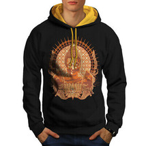 Wellcoda Buddha Head Religion Mens Contrast Hoodie, Culture Casual Jumper - £31.36 GBP