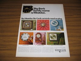 1966 Print Ad Westclox Big Ben &amp; No-Cord Wall Clocks General Time - £10.57 GBP