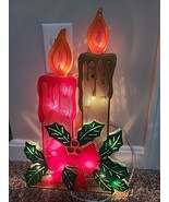 Vintage Christmas Candles Light Up Decoration Plastic Window Display 17&quot; - $24.65