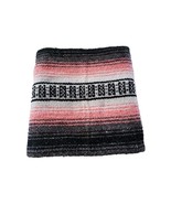 Vintage Textile Traditional Pink Black Western Blanket Throw Serape Woven - $407.75 MXN