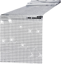 Disco Party Table Runner Mirror Silver Foil Table Runner 3 Packs 12 X 108 Inches - £33.04 GBP