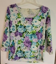 Womens M Talbots Multicolor Floral Print Shirt Top Blouse - $18.81
