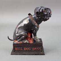 J &amp; E Stevens Cast Iron Bull Dog Bank Coin On Nose (Red Blanket) Cir. 1875-1880 - £4,164.74 GBP