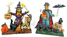 Witch &amp; Frankenstein With Accessories On Springs Resin Halloween - $336.02 MXN