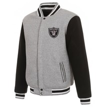 NFL Las Vegas Raiders  Reversible Full Snap Fleece Jacket  JHD  2 Front Logos - £95.91 GBP