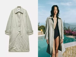 $169 ZARA WRINKLED TRENCH COAT ZW COLLECTION ~LARGE - $99.00