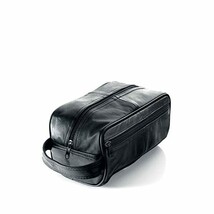 Men&#39;s Black Leather Toiletry Bag/Men&#39;s Wash Bag (WB3)  - $49.58 CAD