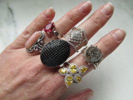 Vintage Sterling Silver Multi Stone Ring Lot of 6 C3361 - £99.52 GBP