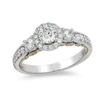 Enchanted Disney Jasmine Round Cut 1Ct Diamond Frame Three Stone Engagement Ring - £96.21 GBP