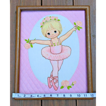 Vintage Creative Expressions Crewel Tiny Ballerina Girl 12 x 15 Wood Fra... - $8.86