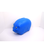 Vintage Blue Blow Mold Piggy Bank Hard Plastic Coin Bank 12&quot; Made in USA - €12,70 EUR
