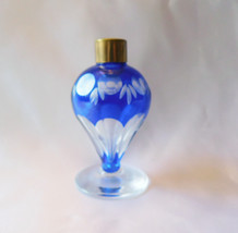 Small Blue Cut to Clear Glass Bottle with No Fittings # 4924 - £19.35 GBP