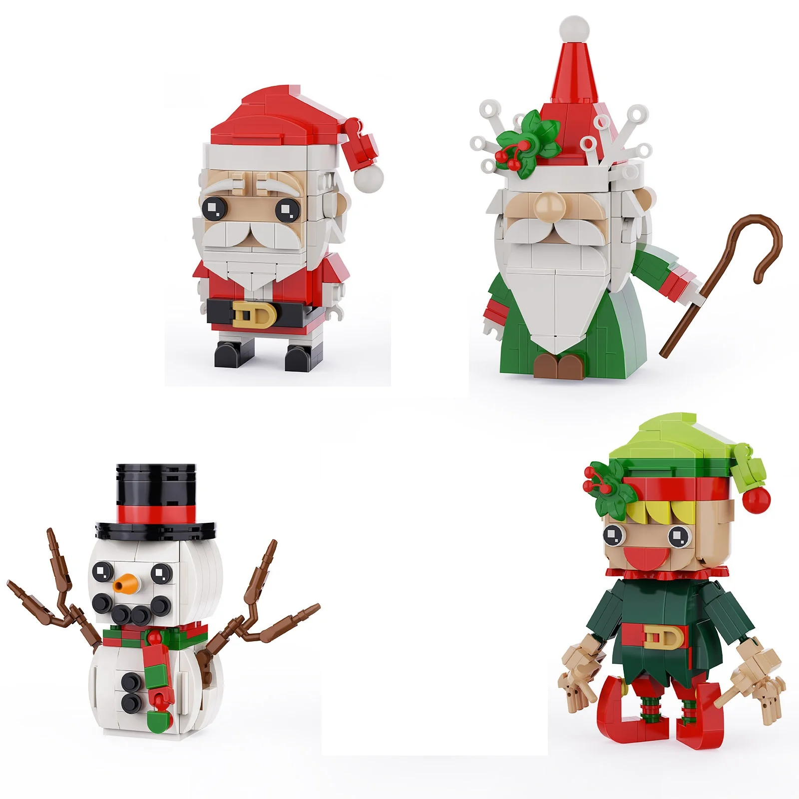 Christmas Building Blocks Santa Claus,Snowman,Elf and Gnome Building Bricks - £23.27 GBP+