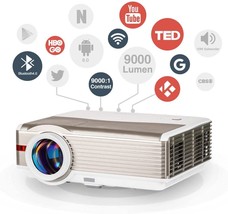 9000Lm Smart Projector With Wifi &amp; Bluetooth, Full Hd Home Theater Projector - £227.32 GBP
